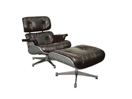 Grayson PU Lounge Chair and Ottoman - Aluminum For Cheap