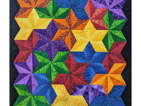 Bright Overlapping Stars Quilt Pattern DLP-124w  - Wholesale Product For Discount