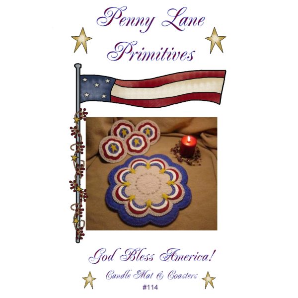 God Bless America! Americana Penny Rug Candle Mat Set Pattern PLP-114 - Paper Pattern Discount