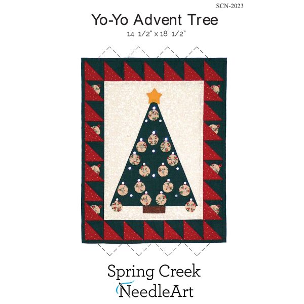 Yo-Yo Advent Tree Quilt Pattern SCN-2023 - Paper Pattern For Sale