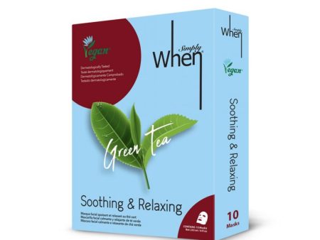 Simply When Green Tea veganiškos raminančios veido kaukės, 10 vnt. Discount